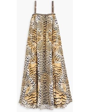 CAMILLA Crystal-Embellished Leopard-Print Cotton-Poplin Maxi Dress - Natural