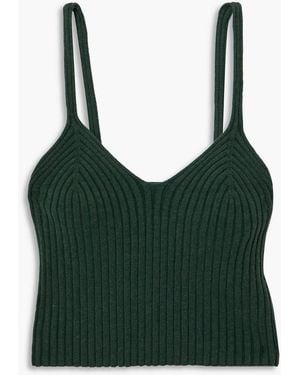 The Range Cropped Ribbed-Knit Tank - Green