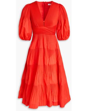 Zimmermann Pleated Organza Midi Dress - Red