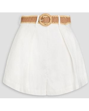 Zimmermann Belted Linen Shorts - White