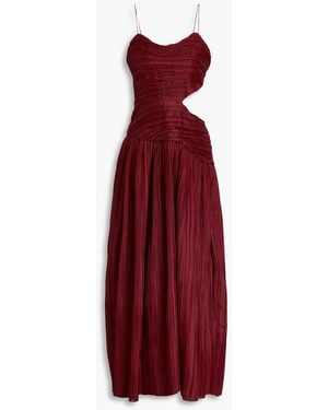 Aje. Laurier Cutout Plissé-organza Maxi Dress - Red