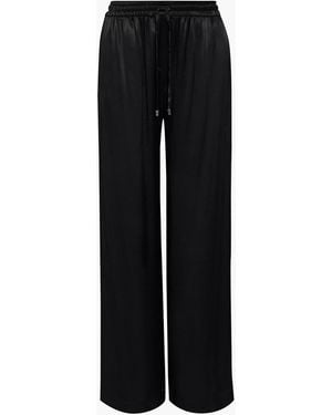 Iris & Ink Geneve Satin Wide-Leg Pants - Black