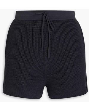 Gentry Portofino Ribbed Silk And Cotton-blend Shorts - Blue