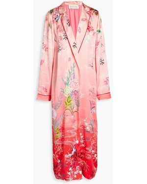 Saloni Printed Silk-satin Robe - Pink