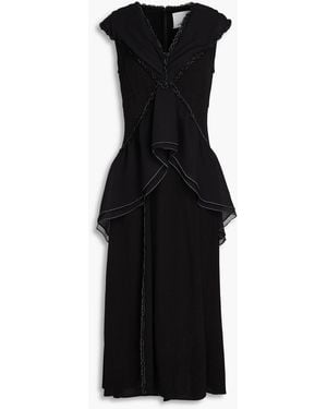 3.1 Phillip Lim Ruffled Topstitched Crepon Midi Dress - Black