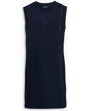 Veronica Beard Malta Embroidered Stretch-Cotton Jersey Mini Dress - Blue