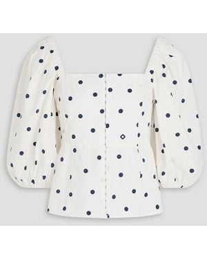 Maje Polka-Dot Stretch-Cotton Poplin Top - White