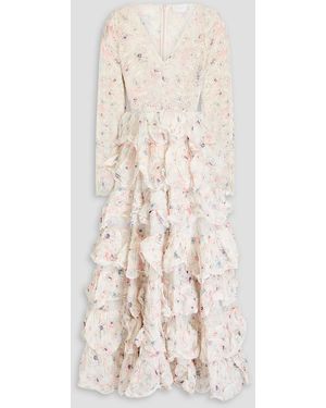 Zimmermann Tiered Floral-Print Broderie Anglaise Cotton Gown - Natural