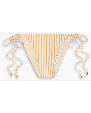 Peony Halbhohes bikini-höschen aus stretch-econyl mit streifen - Weiß