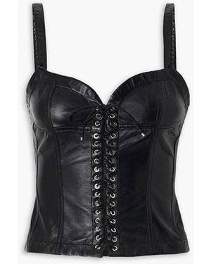 Ludovic de Saint Sernin Bustier aus leder mit schnürung - Schwarz