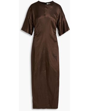 Loulou de Saison Ruby Linen And Silk-Blend Midi Dress - Brown