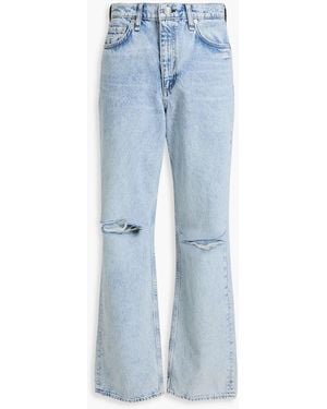 Rag & Bone Shea Distressed High-Rise Straight-Leg Jeans - Blue