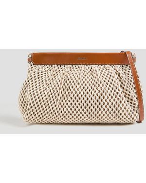 Isabel Marant Luz Leather-Trimmed Crochet Clutch - Natural