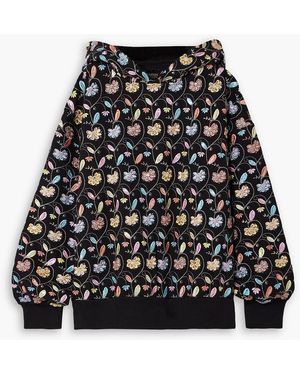Ashish Sequin-embellished Embroidered Cotton-blend Jersey Hoodie - Black