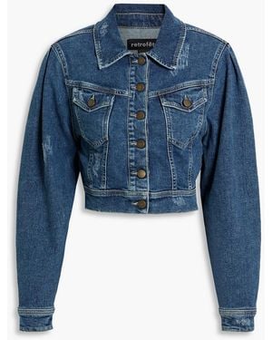retroféte Daria Cropped Distressed Denim Jacket - Blue