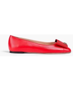 Bally B-bow Bow-detailed Glossed-leather Ballet Flats - Red