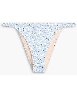 Peony Tief sitzendes bikini-höschen aus stretch-econyl mit floralem print - Blau