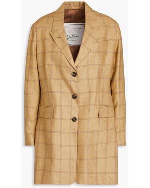 Giuliva Heritage Karen Checked Linen Blazer - Natural