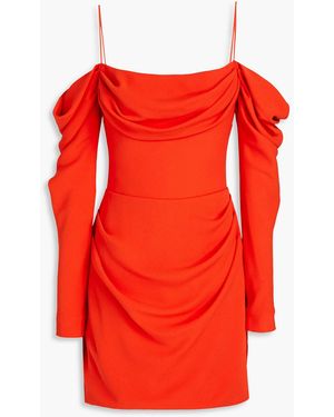 Rasario Cold-shoulder Gathered Crepe Mini Dress