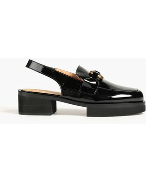 FRAME Buckle-embellished Patent-leather Loafers - Black