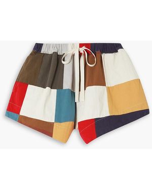 The Great Bonfire Patchwork Cotton-canvas Shorts - Multicolour
