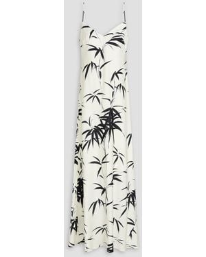 Galvan London Printed Satin Maxi Slip Dress - White