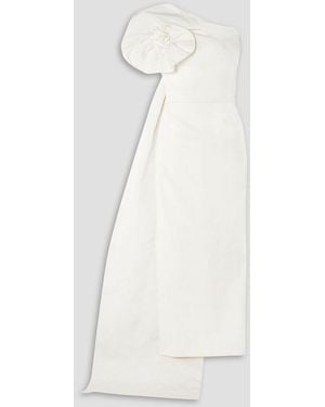 Safiyaa Briannie Strapless Faille-trimmed Stretch-crepe Gown - White