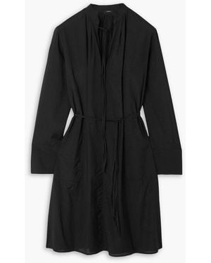 JOSEPH Dartmouth Belted Poplin Midi Shirt Dress - Black