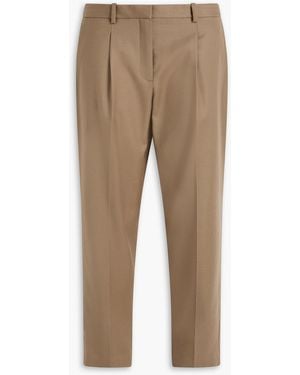 Theory Treeca Cropped Wool-Flannel Tapered Trousers - Natural