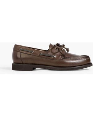 Brunello Cucinelli Leather Boat Shoes - Brown