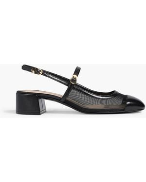 Stuart Weitzman Maeve Mesh And Leather Slingback Mary Jane Court Shoes - Black