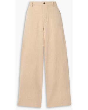 The Elder Statesman Linen, Wool, Silk And Cashmere-Blend Wide-Leg Pants - Natural