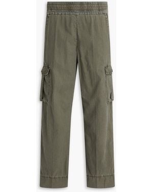 James Perse Striped Cotton And Lyocell-Blend Twill Cargo Pants - Green