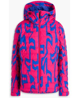 J.Lindeberg W Thermic Quilted Printed Hooded Down Ski Jacket - Red