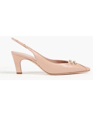 Giorgio Armani Embellished Leather Slingback Court Shoes - Pink