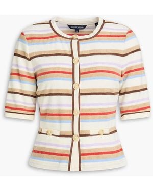 Veronica Beard Cardigan "brendan" aus frottee aus einer baumwollmischung mit streifen - Weiß