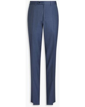 Canali Pinstriped Wool Trousers - Blue