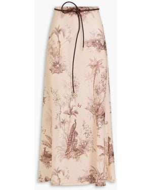 Zimmermann Floral-Print Linen Maxi Skirt - Natural