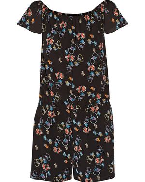 Rebecca Minkoff Lovino Off-The-Shoulder Floral-Print Crepe Playsuit - Black