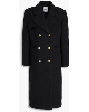 Sandro Double-Breasted Bouclé-Tweed Coat - Black