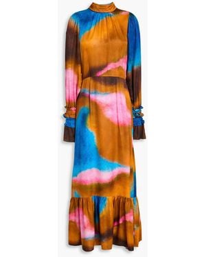Helmstedt Printed Satin Maxi Dress - Orange
