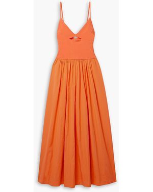 Esse Studios Cutout Stretch-knit And Cotton-poplin Maxi Dress - Orange