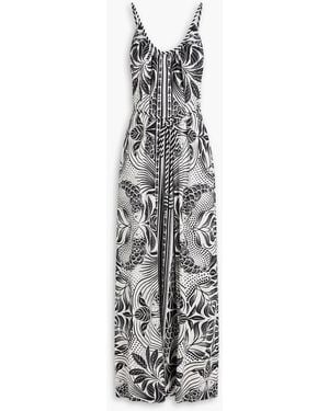 FARM Rio Printed Linen-blend Jumpsuit - White