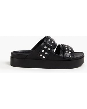 Rag & Bone Geo Studded Leather Platform Slides - Black