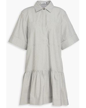 Jonathan Simkhai Striped Cotton-Poplin Mini Shirt Dress - White