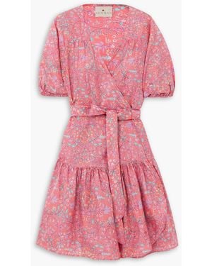 HANNAH Elliana Floral-print Silk-habotai Mini Wrap Dress - Pink