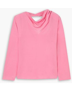 Envelope Throw Draped Silk Crepe De Chine Top - Pink