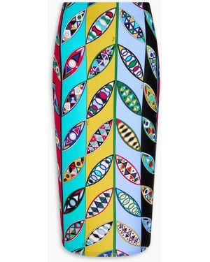 PUCCI Printed Stretch-jersey Midi Skirt - Blue