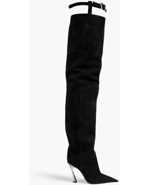 Mugler Suede Thigh Boots - Black