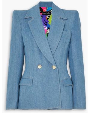 Sergio Hudson Double-breasted Denim Blazer - Blue